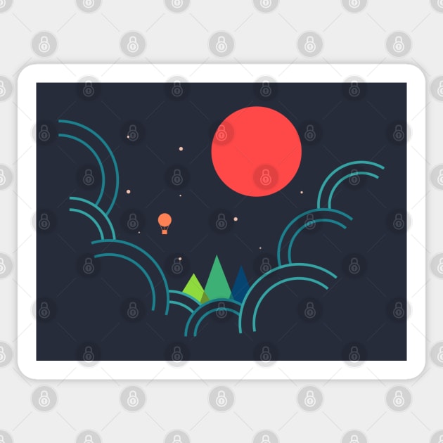 Cloudy Night With Red Moon Sticker by Sachpica